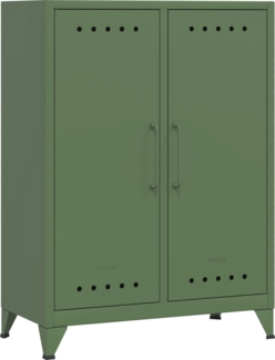 Bisley Fern Middle Sideboard aus Metall | Metallschrank im Retro-Instustrial Design in olivgrün, FERMID-623