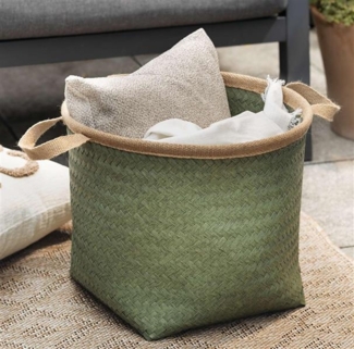 Füllkorb "Soft" aus PP geflochten in grün, Ø 40 x 35 cm, Aufbewahrungskorb, Ordnungskorb, Flechtkorb