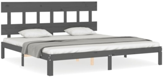 vidaXL Massivholzbett mit Kopfteil Grau 200x200 cm 3193618