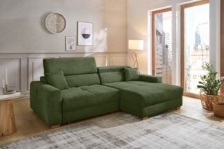JOB 'Slider' Ecksofa, Cord grün, 277 x 187 x 80 cm