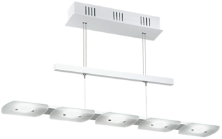 LED Hängeleuchte, Alu Stahl, Glas, Höhenverstellbar, L 89 cm