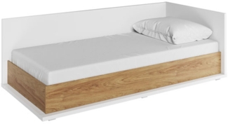 Polsterliege Simi Einzelbett 90x200cm weiß Hickory Oak inkl. Matratze