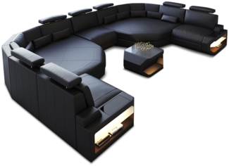 XXL Sofa Asti Leder, Ledermix, Schwarz