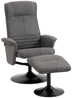 HOMCOM Relaxsessel Relaxstuhl mit Fußhocker, verstellbare Rückenlehne (Liegesessel, 2-St, Fernsehsessel), für Wohnzimmer, Schlafzimmer, Samt, Dunkelgrau