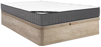 Vente-unique - Taschenfederkernmatratze-Bettgestell-Set - 160 x 200 cm - Hybridmatratze - 7 Zonen - Hochelastischer Kaltschaum - Stärke 26 cm - Holzfarben hell - AUDACE von PALACIO