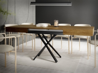 WFL GROUP Couchtisch Cavetta X (erhältlich in einer Größe – 120 x 80 x 27-76 cm, ausziehbar auf 200 cm), industrial Tisch in Holzoptik für Küche, Esszimmer oder Wohnzimmer