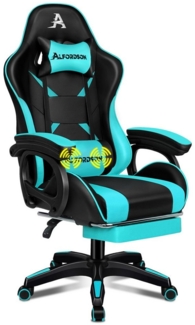 ALFORDSON Gaming-Stuhl mit Massage, verstellbar, PU-Leder, Grün und Schwarz