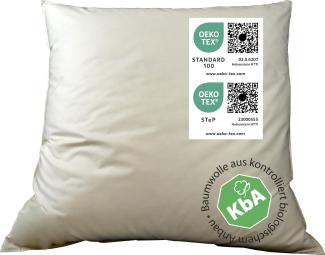 Vitaschlaf® Bio-Luxe-KBA Daune Kissen Organic GÄNSE Deutsche Qualitat alle Größen 30% Daune (80x80cm FLACH DÜNN)