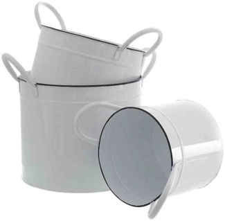 Linoows Pflanzkübel Töpfe Set, Pflanzgefäße, drei Metall Blumenkübel (Set), 3 Landhaus Garten Kübel