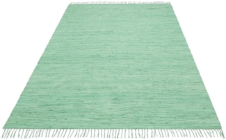 my home Teppich Paul, rechteckig, Höhe: 5 mm, Wendeteppich, Uni, handgewebt, mit Fransen, reine Baumwolle, Läufer