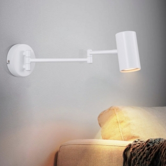 ZMH Wandleuchte Innen Schwarz - GU10 Schwenkbar Vintage Wandlicht für Wohnzimmer Flur, 180° Drehbar, ohne Leuchtmittel, Weiß Flexible Einstellung Wanstrahler Schlafzimmer Hotel