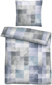 biberna Feinbiber-Bettwäsche 0006728 KACHEN, blau, 1x 135x200 cm + 1x 80x80 cm