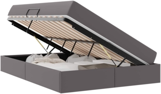 vidaXL Aufbewahrungsbett mit Matratze mit Matratze 2 pcs Grau Leder 3399610