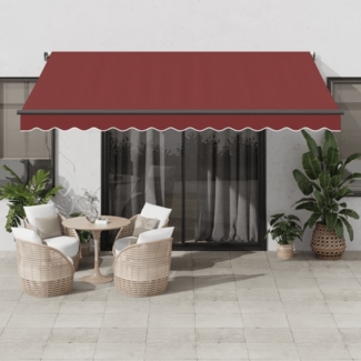 vidaXL Markise Automatisch mit LEDs Weinrot 400x300 cm 3310189