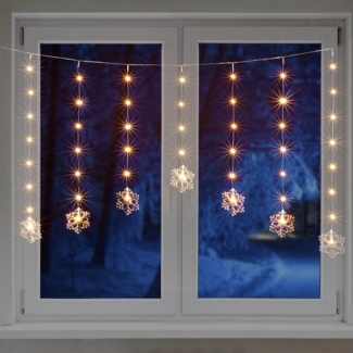 GartenHero LED-Lichtervorhang 47 LED Lichtervorhang warmweiß Lichterkette Lichternetz Weihnachten