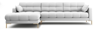 Micadoni Ecksofa Mamaia 5-Sitzer Links Strukturierter Stoff Hellgrau Metall Gold