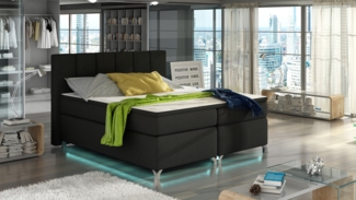 Basilio LED 160x200, Box Springs mit Beleuchtung, Schwarz