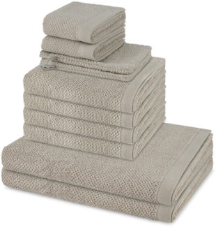Möve Bliss 8 tlg. Frottier-Set - 2 X Handtuch (50 X 100cm), 2 X Duschtuch (67 X 140cm), 2 X Gästetuch (30 X 50cm), 2 X Waschhandschuh (15 X 20cm) - 500 - Silver grey