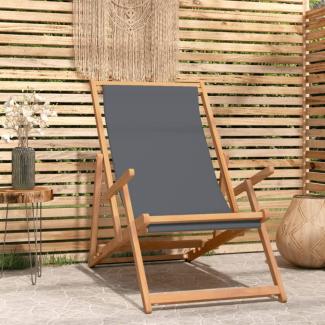 vidaXL Strandstuhl Klappbar Massivholz Teak Grau 317698