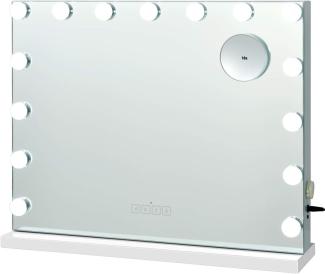 COSTWAY Schminkspiegel mit 15 LED Beleuchtung Spiegel 3 Lichtfarben inkl. 10-Fach-Vergr??erungsglas Bluetooth 58x15x48cm