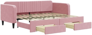 vidaXL Tagesbett Ausziehbar mit Schubladen Rosa 90x200 cm Samt 3197114