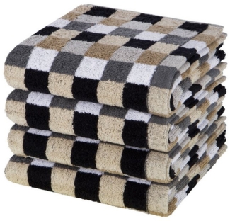 Cawö Lifestyle 4 tlg. Frottier-Set - 4 X Handtuch (50 X 100cm) - 512 g/m2 - Kiesel