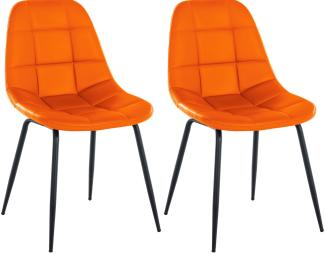 CLP 2er Set Stuhl Tom Kunstleder oder Stoff mit Metallgestell,orange Kunstleder