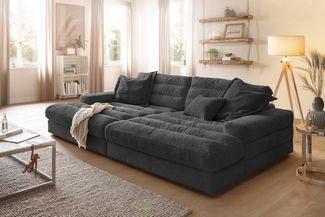 KAWOLA Big Sofa LANA Stoff schwarz 83 x 178 x 296 cm