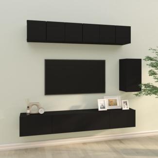 vidaXL 6-tlg. TV-Schrank-Set Schwarz Holzwerkstoff 3114615