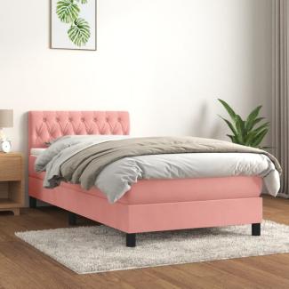 Boxspringbett mit Matratze Rosa 100x200 cm Samt (Farbe: Rosa)