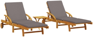 vidaXL Sonnenliegen 2 Stk. mit Tisch Massivholz Akazie 3206368
