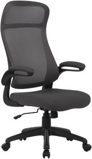 byLIVING Chefsessel FLOW / Kunststoff schwarz / Netzstoff grau / Wippmechanik / Sicherheitsklemmschutz / Höhenverstellung / gebremste Sicherheitsdoppelrollen / B 62, H 114-122, T 61 cm