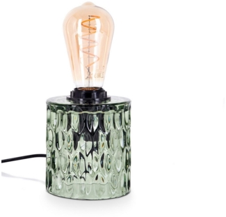 hofstein Tischleuchte Tischlampe aus Glas/Metall in Grün/Schwarz, ohne Leuchtmittel, mit Glasschirm (11 cm) u. An/-Auschalter, 1 x E27, ohne Leuchtmittel