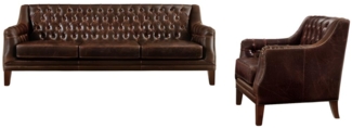 Vente-unique - Couchgarnitur Leder 3+1 - Braun - COLBERT