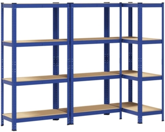 vidaXL Lagerregale mit 4 Böden 3 Stk. Blau Stahl & Holzwerkstoff 3307580