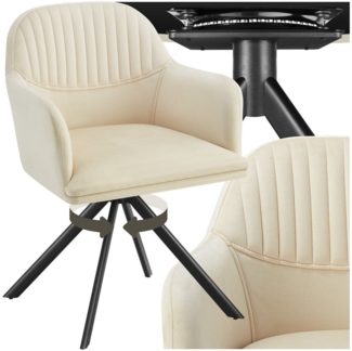 tectake Esszimmerstuhl Samt-Drehstuhl Lona mit dicker Polsterung (Set, 1 St), Große Sitzschale, durchgehende Arm- & Rückenlehne, bequemer Polsterung