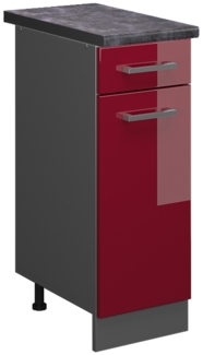 Küchenunterschrank R-Line Rot Hochglanz 30 cm , AP Anthrazit Vicco