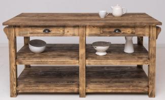 Casa Padrino Landhausstil Kücheninsel Braun 180 x 85 x H. 90 cm - Massivholz Kücheninsel mit 4 Schubladen - Esszimmer Möbel - Küchen Möbel - Landhausstil Möbel
