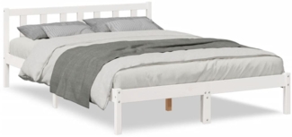 vidaXL Massivholzbett Extra Lang ohne Matratze Weiß 160x210 Kieferholz 852437
