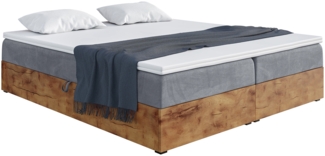 MEBLINI Boxspringbett LOFTY BOX 200x200 cm mit Bettkasten - H3/Grau Samt Polsterbett - Doppelbett mit Topper & Taschenfederkern-Matratze
