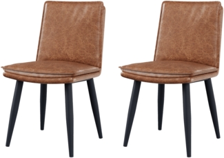 Merax 2 Esszimmerstühle, 2er-Set, PU-Polsterstühle, doppellagige Kissen, bequem und weich, geeignet für Esszimmer, Wohnzimmer, Cafés, braun