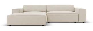 Micadoni Ecksofa Jodie 3-Sitzer Samtstoff Dunkelbeige Links