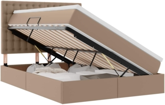 vidaXL Bett mit Stauraum und LED Cappuccino 140 x 200 cm Kunstleder 3372308