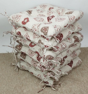 Rattani Sitzkissen Set 6x Stuhlkissen/Sitzkissen Klara 42 x 42 x 8 cm Stoff Mirha Leinen