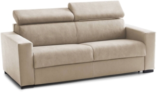 Dmora 3-Sitzer Schlafsofa Action, Wohnzimmersofa mit drehbarer Öffnung, verstellbaren Kopfstützen und Standardarmlehnen, 100 % Made in Italy, 220 x 95 x 85 cm, Beige