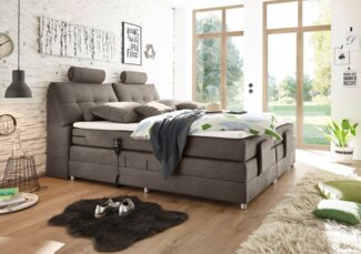 ED EXCITING DESIGN Boxspringbett Palermo, inkl. Motor, Topper, Kopfstütze und Stauraum im Kopfteil