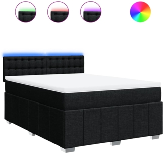 vidaXL Boxspringbett mit Matratze Schwarz 140x190 cm Stoff 3289379