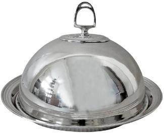 Casa Padrino Jugendstil Servierschale mit Deckel Silber Ø 30 x H. 19 cm - Rundes Messing Serviertablett - Gastronomie Accessoires - Restaurant Accessoires - Hotel Accessoires