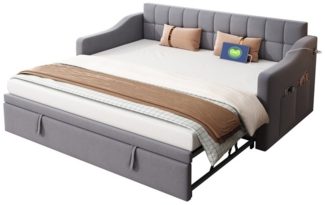 OKWISH Bett Polsterbett Ausziehbares Schlafsofa (Tagesbett Daybett 90/180 cm mit USB-Anschluss, Stauraum & Samtbezug, Platzsparendes Ausziehbett, für Wohnzimmer & Gästezimmer 90/180*190cm), ohne Matratze