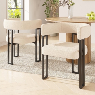 MODFU Esszimmerstuhl Make-up-Stuhl,Schminkstuhl,Luxusstuhl (2-6er Set Luxus Esszimmerstühle aus Lammwollstoff – Ergonomische Rückenlehne, Verstellbare Füße & Robuste Metallbeine, 2 St)